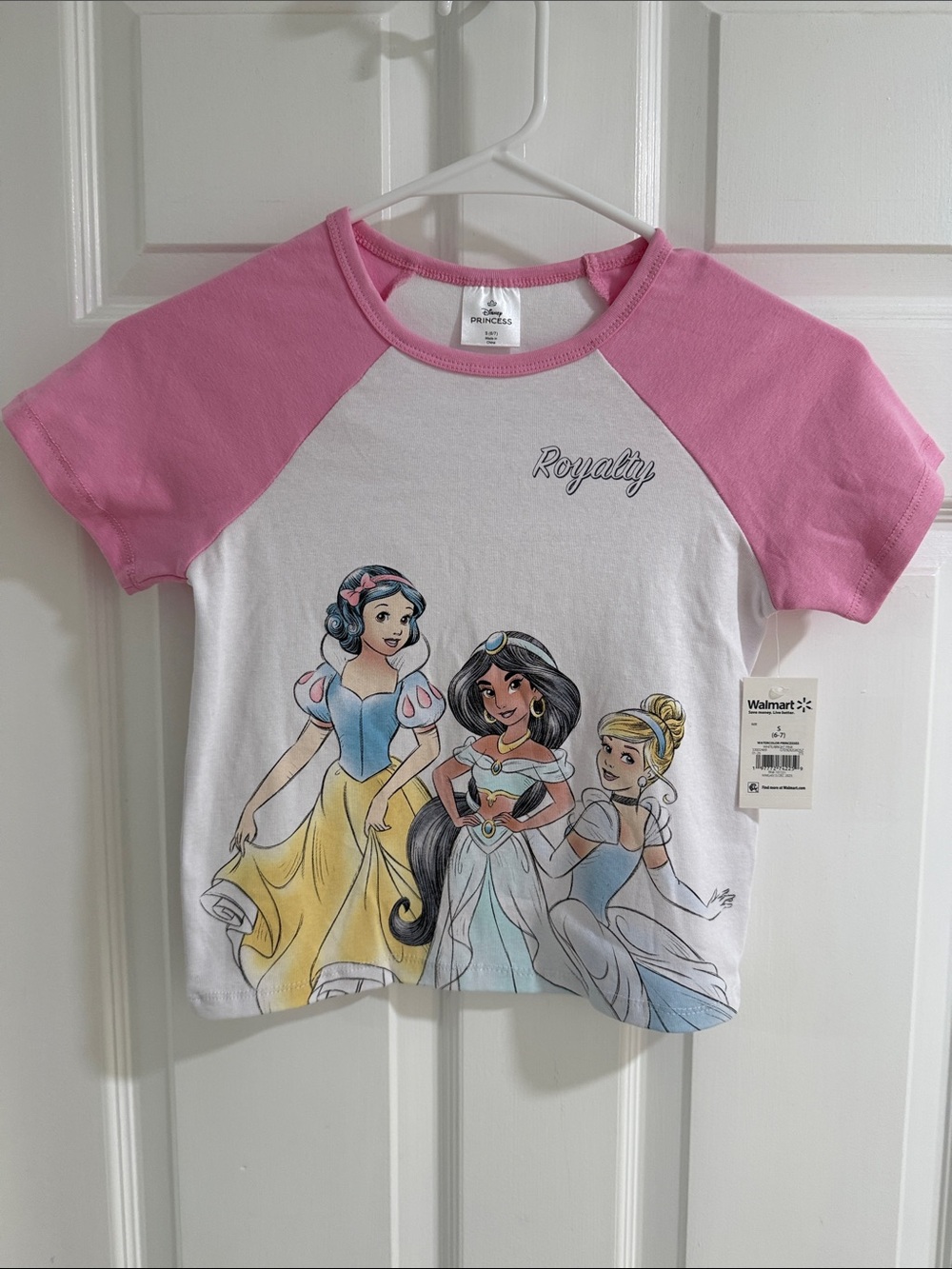 Disney Girls' Pink & White Princess Raglan Tee